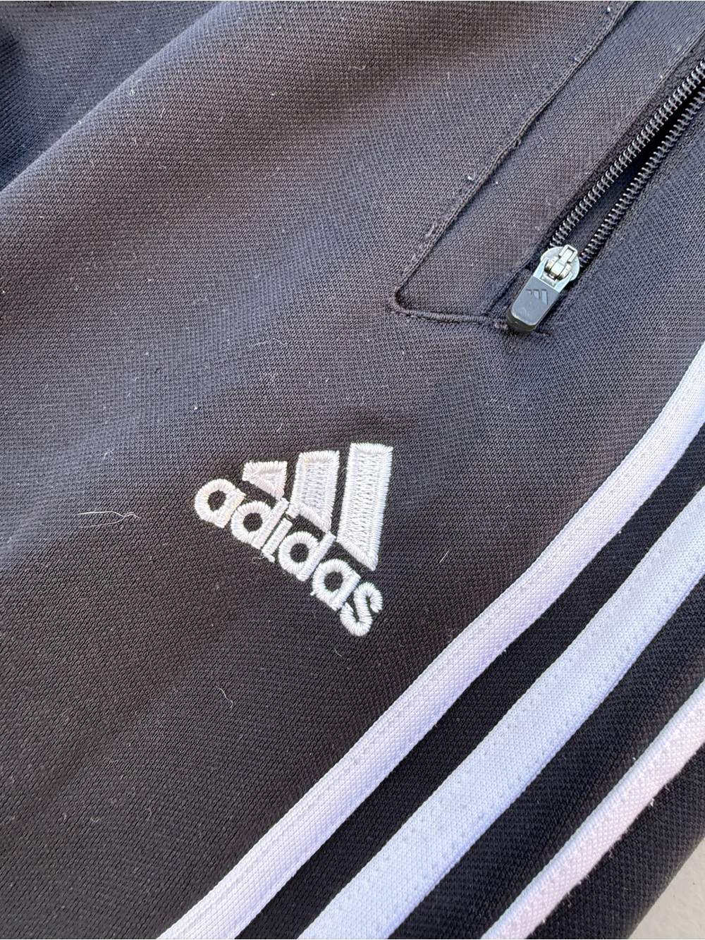 Adidas Black Jogger Pants with White Side Stripes - Picture 3 of 4